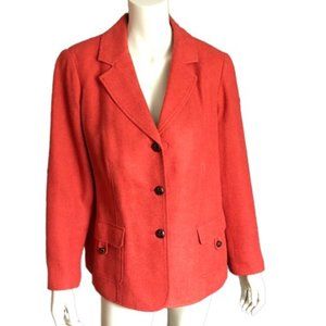 Liz Claiborne women's burnt orange tweed-like wool blend blazer jacket Size 16W